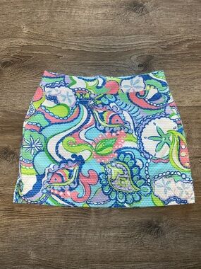 Lilly Pulitzer Multi Conch Republic Marigold Textured Preppy Skort Size 2